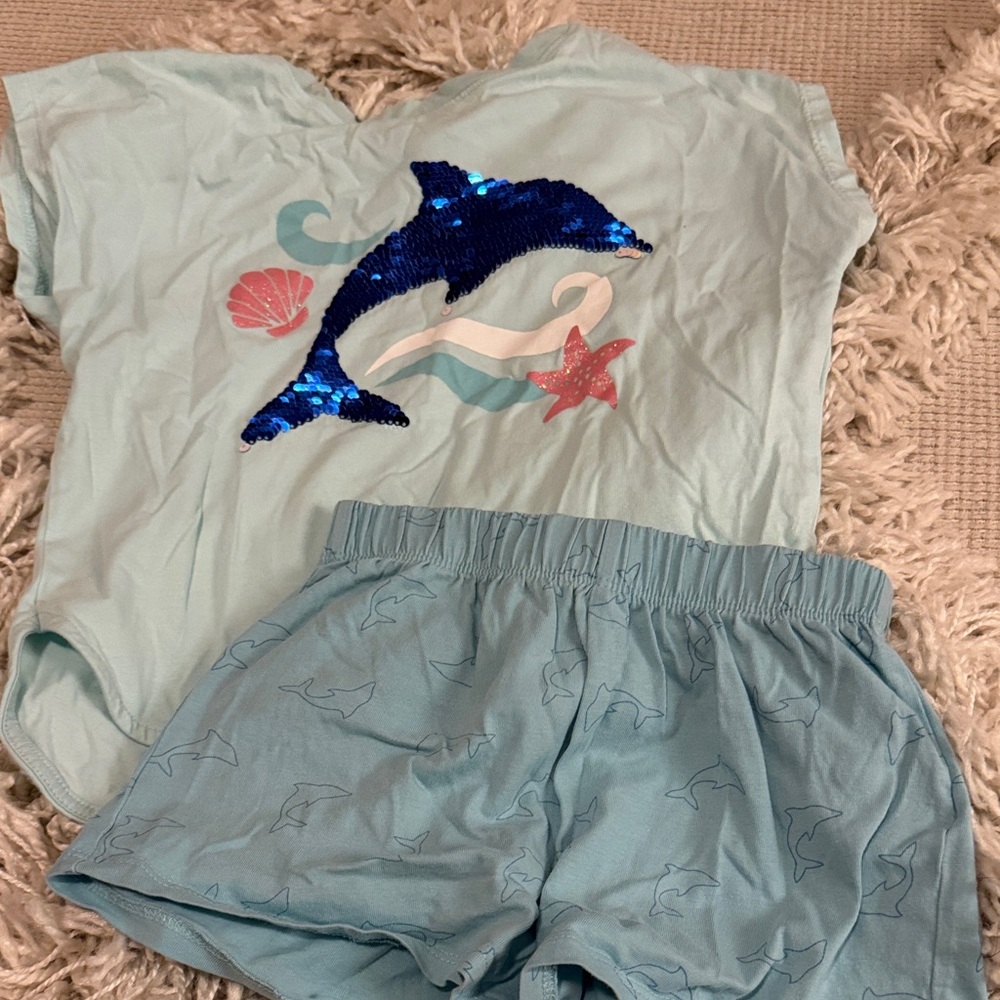 Zara Kids Dolphin Pajama Set - Light Blue